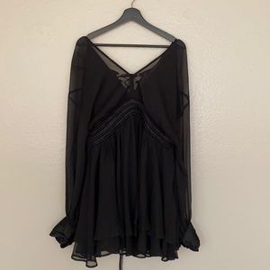 ASOS DESIGN Curve black flouncy mini dress